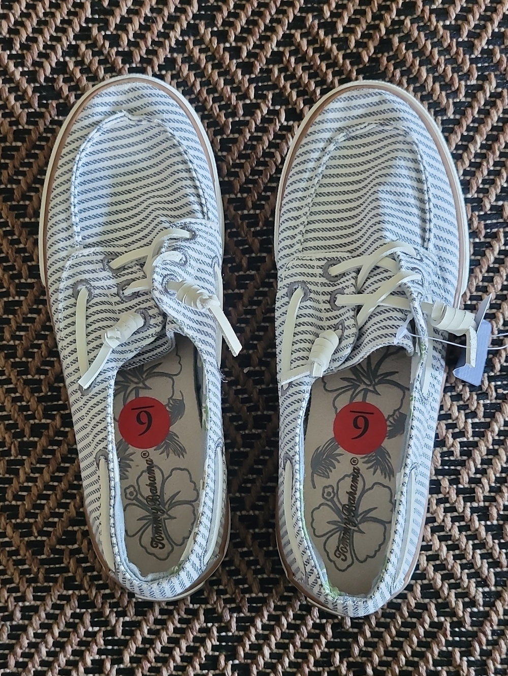 Tommy Bahama Women's Canvas Blue & White Boat Shoes Sz 6